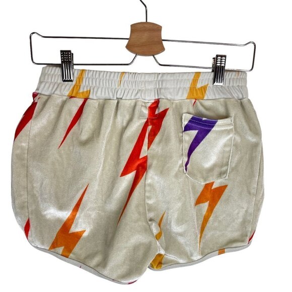 Aviator Nation Lightning Bolt Repeat Velvet Shorts Cream Multicolor Size XL - Picture 5 of 5